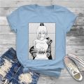 Power With Cake Feminine Shirts Chainsaw Man Anime Oversized T-shirt Goth Vintage Female Clothing. 