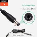 Power Cable Pack of 5 For Wifi Modem Router Connector 1.5m DC 5.5 x  2.5mm| Shopikbuzz. 