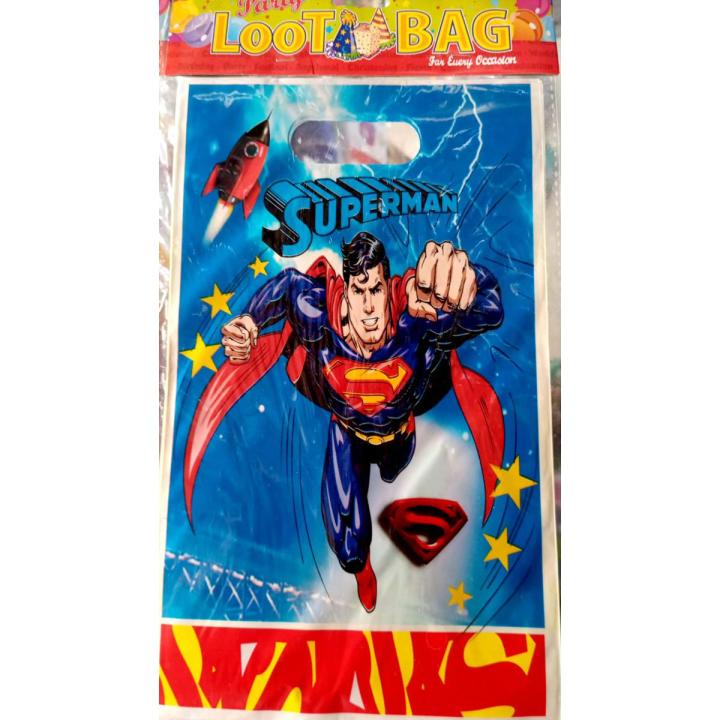 Superman Theme Bags - Pack of 10 Party Goodie Bags Birthday Gift Bags