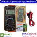 Digital DT-9205A Multimeter 1000V DC 750V AC 20A AC/DC Current 20MΩ Resistance with Buzzer & Continuity Test by Electrica. 