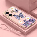 realme Note 60 note60 50 Butterfly Flower Rubber Phone Cover Glossy Plating Case Shockproof Casing with Strap. 
