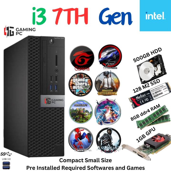 Gaming PC with core i3 7th generation 8GB ddr4 /1GB Graphic Card/128 M2 SSD/500GB