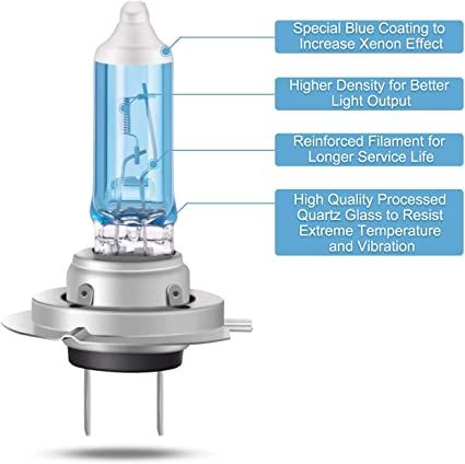 AGPTEK H7 Halogen Headlight Bulb with Super White Light 12V/55W 5000K, High Performance Long Life Fog Replacement Bulb,2 Pack