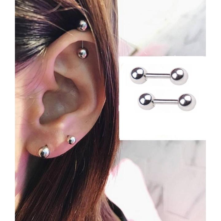 Steel 4mm Pair Ear Plug Piercing Barbell Cartilage Ear Jewelry