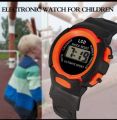 Kids watch silicone black straps round shape digital watch. 