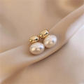 New 2023 New French Elegant Gold Color Bean pliced Pearl Earring Fahion Jewelry Women weet Acceorie Gift. 