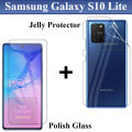 Samsung Galaxy S10 Lite Tempered Glass Screen Protector Polish Glass + Back Jelly Protector Clear Soft Film Protection Hydrogel For Samsung Galaxy S10 Lite. 