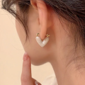 Korean Luxury White Oil Dropping Love Stud Earrings For Women Fashion Elegant Metal Jewelry Gifts. 