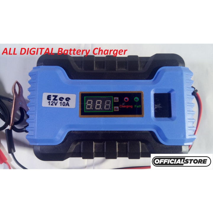All Digital Universal Car Battery Charger 10A 12V Automatic 3 Phase Control Switched Mode Auto Off Function UPS Battery Charger 12 Volt 10 Amp Full Automatic Digital Intelligent Portable Car Battery Charger Smart Fast Power Charging For Wet Dry Lead Acid