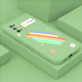 Realme 7 Pro New Cartoon Girls Smile Rainbow Design Phone Case Square Edge Pattern Liquid Silicone Casing Full Cover Camera Protect Case. 