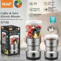 Raf 2 in 1 Mini Electric Coffee Grinder - Electric Masala Grinder - Juicer Blender - Juicer Blender Grinder - Stainless Steel Material - Spices and Food processor High Quality Machine - Chatni Maker. 