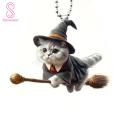 Stylish Cat Pendant Adorable Cat Car Mirror Hanging Ornament Cute Animal Acrylic Pendant with Lanyard for Car Interior Accessories Easy to Hang Super Cute Design Perfect for Cat Car Pendant. 