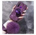 【ETOP】 For Realme 6i Realme C3 Realme 5i Realme 5 Realme 6 Realme 5 Pro Realme 6 Pro Realme C2  Realme C1 Bling Gold Foil Hairball Wristlet Marble Phone Cases Luxury Rhinestone Soft Silicone Shockproof Glitter Case Coque. 