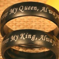 Couple Rings Letter Design Uni Always Your King Black Promise Ring. 