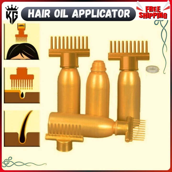 Kamaal Gadgets — Hair Oil Applicator Comb Bottle Pack of 3 | 130 ml | Scalp Massaging Oil Comb Bottle for Hair Growth, Dandruff & Root Care | Oil Bottle with Comb for Hair & Scalp Health | Refillable Oil Applicator for Easy Use at Home & Salon