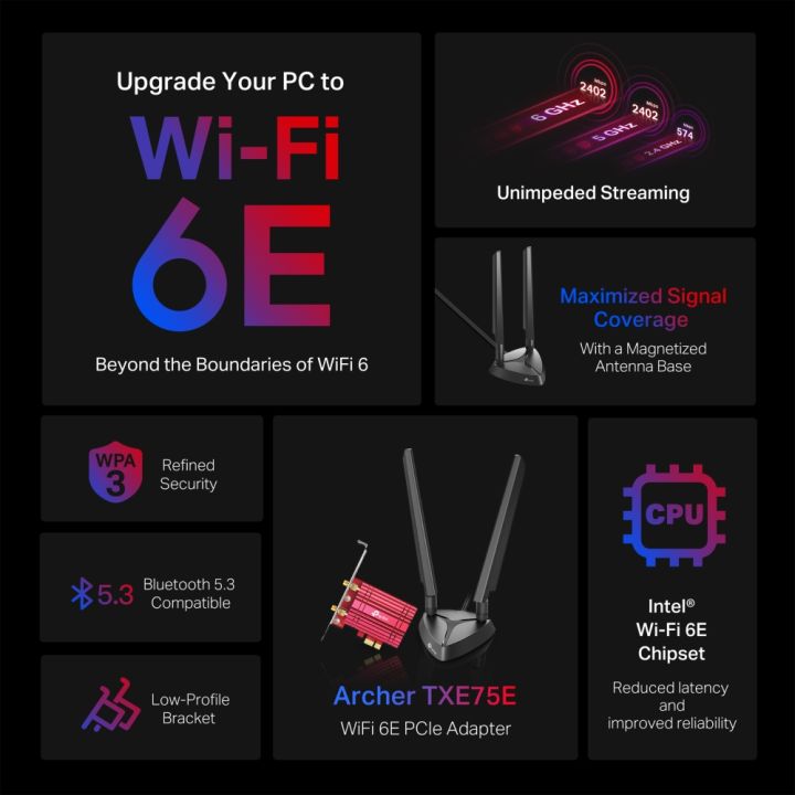 TP-Link%20Wi-Fi%206E%20Bluetooth%205.3%20Card%20Archer%20TXE75E%20AXE5400%20Tri%20Band%20Wi-Fi%206E%20Bluetooth%205.3%20PCIe%20Adapter%20-%2018%20Months%20Brand%20Warranty%20-%20Image%205