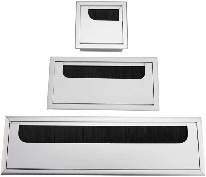Aluminium Cable Hole Cover Desk Computer Wire Cable Tidy Outlet Square Cable Outlet for Management of Office & Computer Desk Wires, Available in 3 Sizes(Small, Medium, Large)
