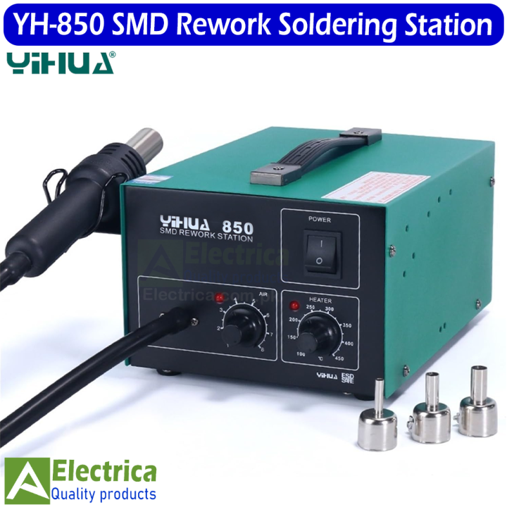 Yihua YH-850 3 Nozzles Lead Free Hot Air Soldering Station Smd Rework Station With Heat Gun By Electrica