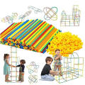 Straws Building Construction Puzzle games Children's Puzzle Straw Blocks Pipette Stitching Assembly Straw Build Blocks Creative learning games Toy for kids. 