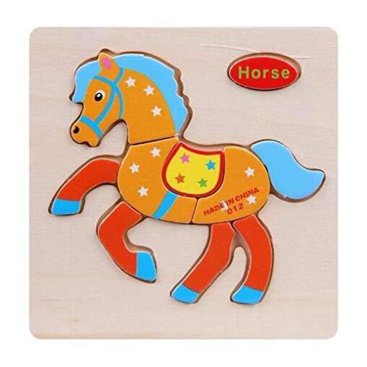 Wooden 3D Puzzle Jigsaw Wooden Toys For Children Cartoon Animal Puzzles ...