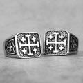 Jerusalem Cross Religion Stainless Steel Mens Rings Simple Retro for Male Boyfriend Biker Jewelry Creativity Gift Wholesale. 