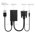 VGA to HDMI Adapter 1080P HD Supported Analog Signal to Digital Signal Convertor Cable with 3.5mm Audio Cable and USB Power Cable for HDTV PC and Laptop Monitors, displayers,Desktop Computer. 