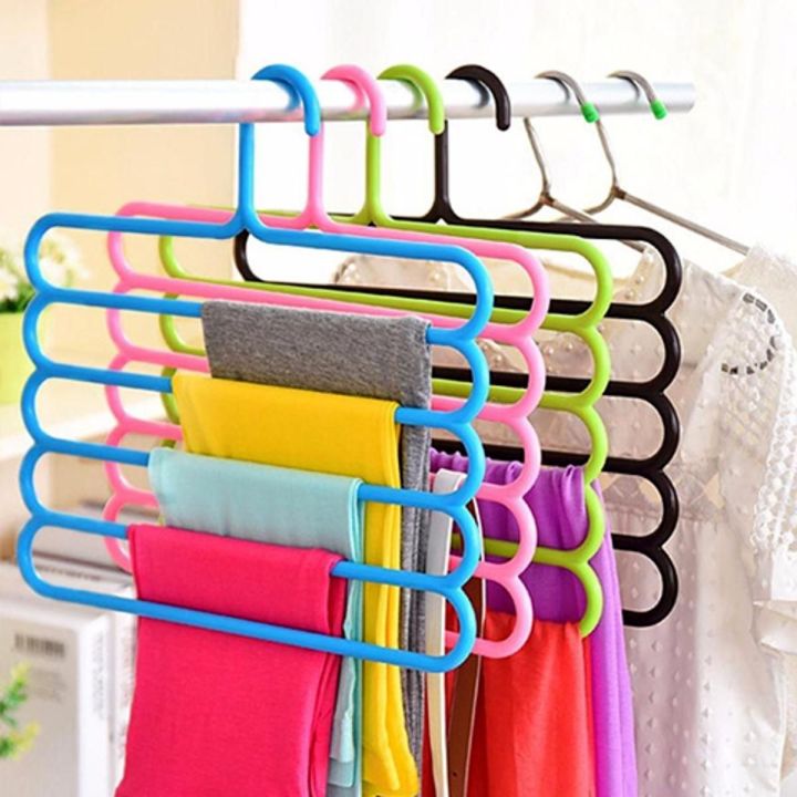 2Pc%205%20Layer%20Magic%20Hangers%20Hanger:%20Anti-Slip%20Multi-Purpose%20and%20Multi-Functional%20Magic%20Multiple%20Layer%20Trousers%20Hangers%20Hanger%20-%20Multifunction%20Pants%20Closet%20Belt%20Holder%20Rack%20S-Type%205%20Layers%20Saving%20Space%20Hangers%20Hanger%20-%20Image%202