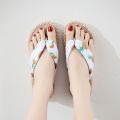 Women Slippers Fashion Women's Floral Imitated Straw Flip Flops Outdoor Sweet Non-Slip Sandals Hemp Rope Beach Shoes. 