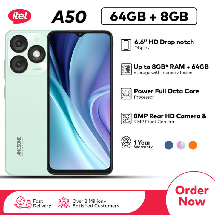 itel A50 | 6.6″ HD Display with Dynamic Bar | 5,000mAh Battery with Type-C Charging | Powerful Octa core Processor | 8MP Ultra Clear Camera | PTA Approved & 12 Month's Official Warranty