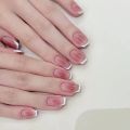 24Pcs Rainbow Five Color French Fresh Press on Nail Tips Wearable False Nails Art Premium Faux Acrylic Full Coverage Nails. 