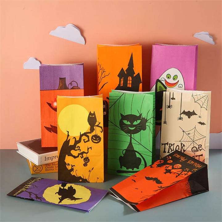 Cat Party Favors Halloween Candy Boxes Kraft Paper Gift Bags Pumpkin Gift Bags Horror House Decor