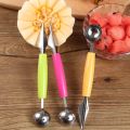 New Special Designed 2 in 1 Dual-head Fruit Ball Carving Knife Fruit Waterlemon Scoop Melon Baller Ice Cream Dig Ball Platter Spoon - Multicolour. 