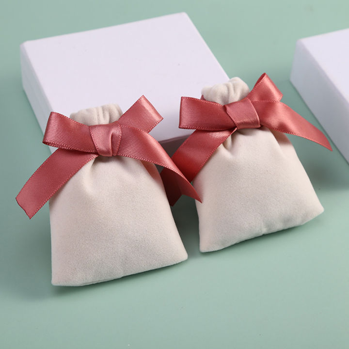Simple Solid Color Velvet Jewelry Packaging Pouches Bags Small Gift ...