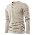 Henery Neck Long Sleeve T shirt For Men Solid Spring Casual Mens T-shirts High Quality Male Tops Classic Clothes Men's T-shirts Dinner Ronvsa. 