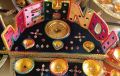 Multicolour Beautiful Mehndi Tray With 10 Diya and 1 Mehndi Banner For Mehndi Rasam. 