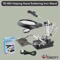 TE-800 Helping Hand Soldering Stand 5X-8X magnifying glass with 5 LED Light workbench repairing lamp Tool (Battery not include). 