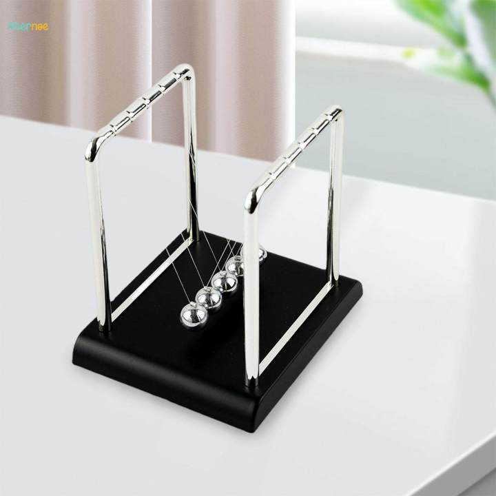 Newtons Cradle Balance Balls Physics Learning with Wooden Stand,Fun Science Pendulum Balls,Kids Educational Toys for Desk Home Decoration , S