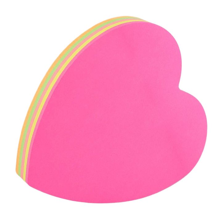 Pack of 1 / 100 Sheets - Heart Shaped Multicolor Sticky Notes, Writing Pads 3X3 inch