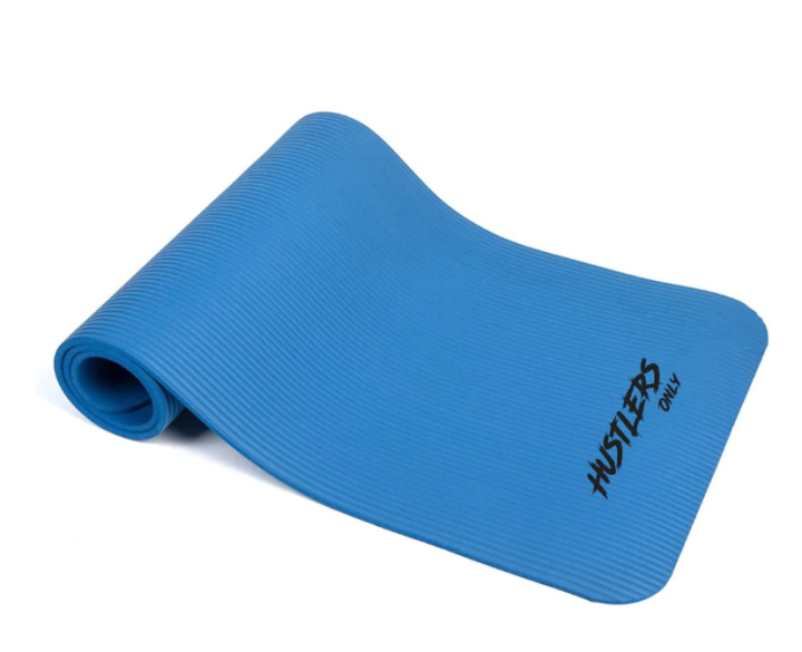 Hustlers Yoga Mat - Imported Spot Clean Yoga Matt - 8mm thick - L: 70 x  W: 24 - 3.15lbs - 80% thermoplastic elastomer/20% rubber - Sea Blue
