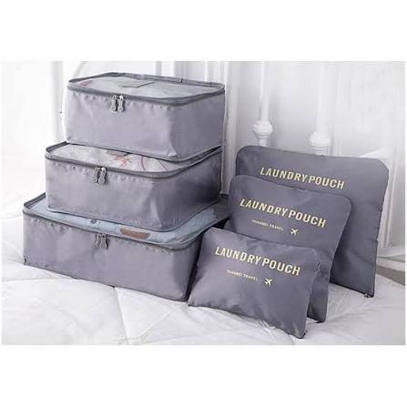 Travel Storage Cube Bag 6 Pcs Set Organize Pouch Luggage Organizers Zip Bags Laundry Pouch Clothes Packing Cube