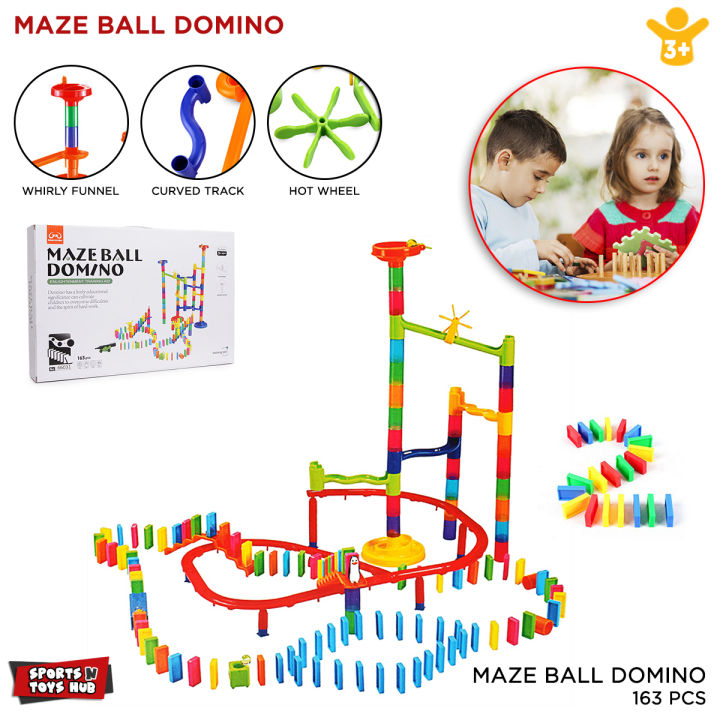 Maze Ball Domino Railway Playset Toy 163 Pcs For Kids New Building Construction Plastic 3d Mazeball Domino Blocks Game For Teenagers Educational DIY Intelligent Creativity & Fun Block Toy Figures Game Both Indoor & Outdoor For Kids, Teenagers, & Children