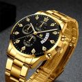 Fashion Men’s Stainless Steel Watches Dummy Three Eyes Six Pin Luxury Quartz Wristwatch Calendar Clock Men Business Casual Watch. 