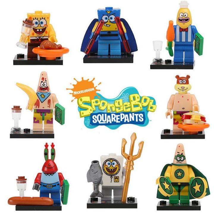 8PCS/set Compatible LegoINGlys NinjaINGlys Spongebob figures DIY Children Gift Building Blocks Kids Toys