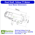 10Pcs Doble Shaft 5v Yellow TT Motor DC Gear Motor for DIY Projects By Electrica. 