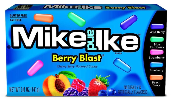 Mike and Ike Candy, CHEWING  JELLY CAPSCULE BLUE  Berry Blast, Theater Box  141G