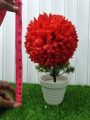 Artificial Boll Shape Flower With Pot Decoration Piece -White Best for home and office use. 