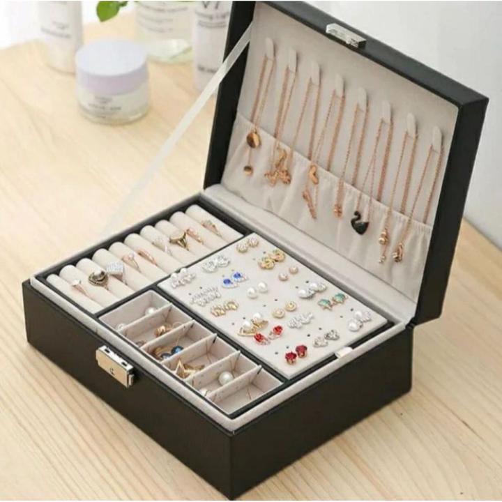Jewelry box | leather Jewelry box | Pink and black Jewellery box | Jewellery Organizer Storage Gift Box | Multi function Large capacity Jewelry box