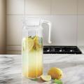 Glass Pitcher 1.1 Liter Jug with Lid Enjoy your favorite beverages featuring a practical lid for easy pouring and storage. Perfect for water, juice, or iced tea, this durable pitcher is an excellent addition to any kitchen. 
