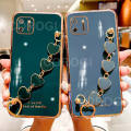 For Realme C11 Back Cover with 3D Love Heart Wristband Chain Fashion Bracelet Shiny Plating Phone Case Soft Silicone Bumper Protective Cover. 