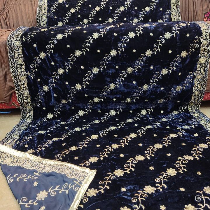 Velvet Shawl Heavy Embroidred - Best for Winter - Bridal Shawl - Shawl for Wedding